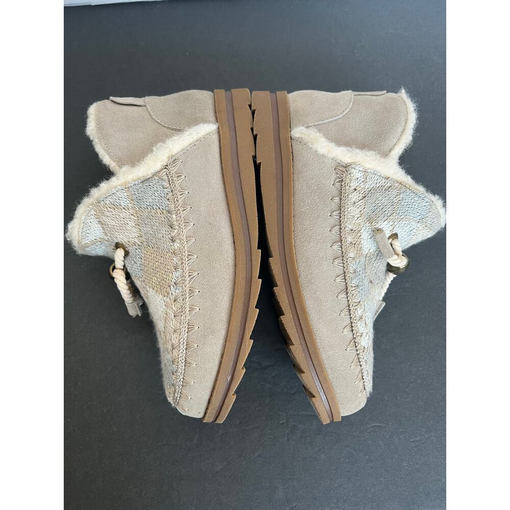 Muk Luks Ziggy Slippers Women 7 Beige Excellent Suede Faux Fur Lined - Picture 6 of 11